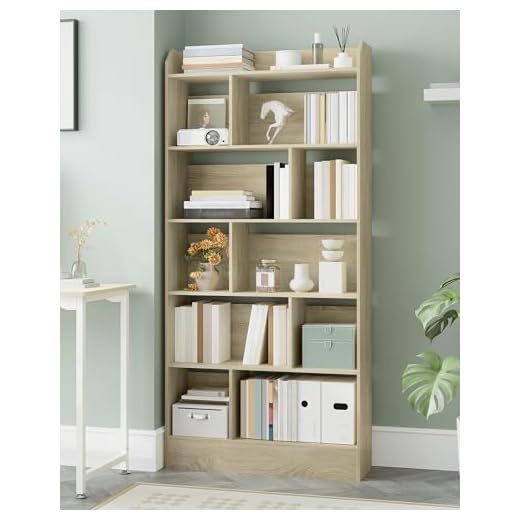 Hzuaneri Libreria de 6 Niveles, Estanteria para Libros de 10 Cubos, 24 x 80 x 170 cm, para Oficina, Salón, Estudio, Roble Claro BC22816X