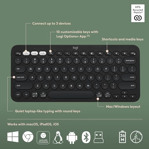 Image of Logitech Pebble 2 Combo, Wireless Keyboard and Mouse, Quiet and Portable, Customizable, Logi Bolt, Bluetooth, Easy-Switch for Windows, macOS, iPadOS, Chrome - Black