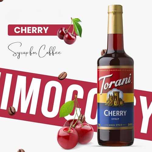 Jimoco Cherry Syrup for Coffee 25.4oz Coffee Syrups & Flavors with Pump Syrup Dispenser