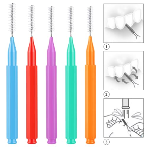 Image of 50 Pcs Interdental Brushes, 5 Sizes Braces Flossers for Cleaner Brace Brush Soft Dental Brushes Toothpicks Dental Floss Picks Dental for Braces Oral Cleaning(5 Colors)