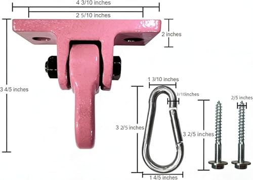 Image of ABUSA Heavy Duty Pink Swing Hangers Screws Bolts Included Over 5000 lb Capacity Playground Porch Yoga Seat Trapeze Wooden Sets Indoor Outdoor 2 Pack