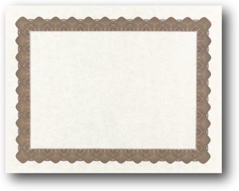 Metallic Border Parchment Certificate Paper - 250 Certificates - 8 1/2" x 11" - Premium Printable Blank Certificates (Gold)