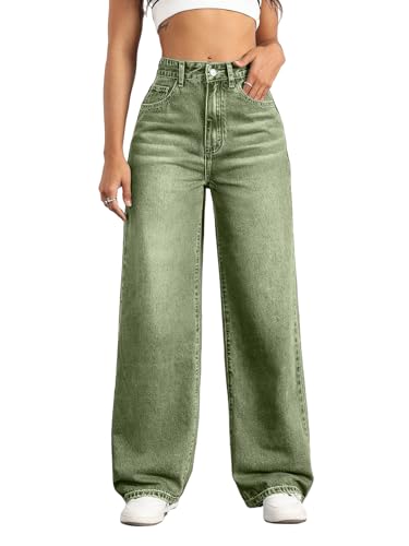 Image of Straight Leg Jeans for Women High Waisted Wide Leg Denim Pants