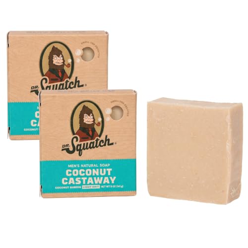 Dr. Squatch All Natural Bar Soap for Men with Light Grit, Coconut Castaway 5 Ounce (Pack of 2) 0.02 pounds - image 1