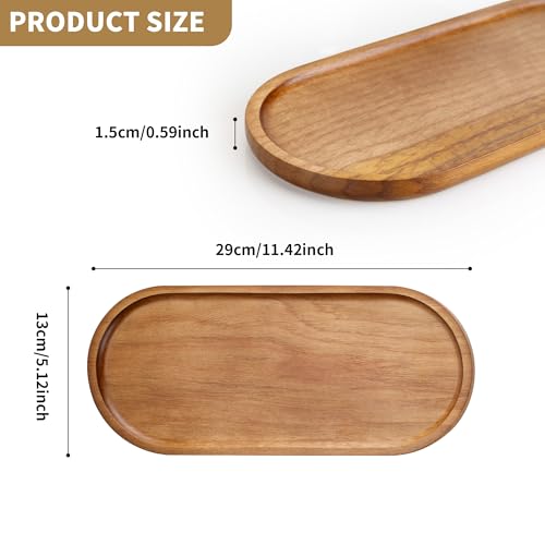 Aramanara 4 pcs Oval Wooden Tray, Wooden Display Board, Wood Serving Boards for Display Coffee Tea, Snacks, Cheese - Image 2