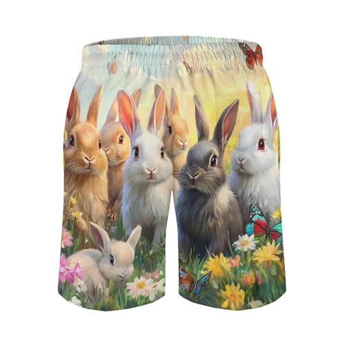 Bunny Rabbit Mens Swim Trunks Quick Dry Board Shorts Beach Swimwear Bathing Suits3