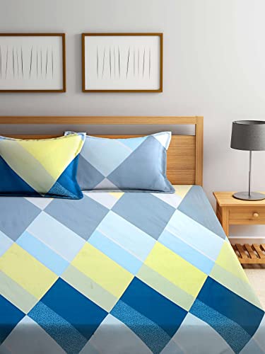 Image of Jashan Premium Cotton Elastic Fitted Bedsheets with 2 King Size Pillow Covers | Double Bed with All Around Elastic 180 TC Supersoft | Size - 72 King Sizex78+10 inches