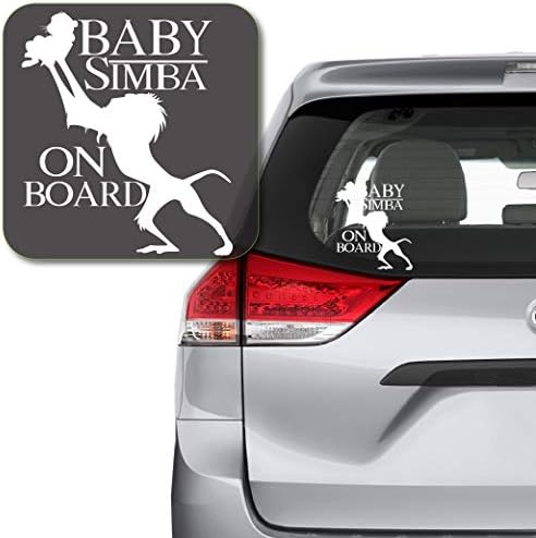 Baby Simba on Board Rafiki KingDecal Sticker for Car Window, Laptop and More. # 1118 (10" x 8.6", White)