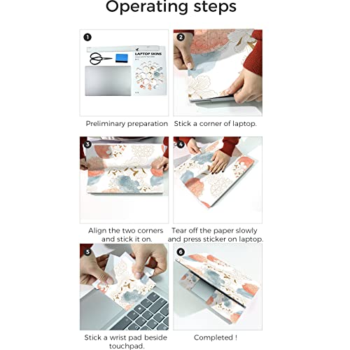 Newplenty Laptop Skin Sticker,13.3 14 15 15.4 15.6 Inch Laptop Skins,Universal Vinyl Decal,Dustproof Scratch Resistant Reusable Cover Protector With Free 2 Wrist Pads (Flower 3) #TOP6