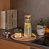 Holcomb Studio Teeter Carafe, Clear | Hand-Blown Glass Beverage Pitcher with Ash Wood Top | Modern Carafe for Water, Juice, or Cocktails | Elegant Serveware & Hostess Gift Home Décor Accent 10.4"H #2