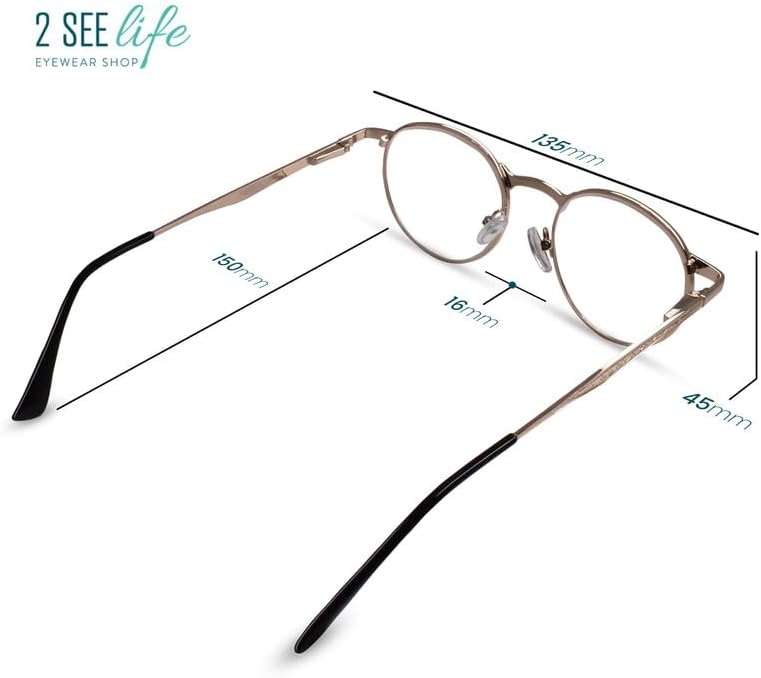 Miniatura 7 de 2SeeLife Lentes de lectura con borde de metal dorado para hombres y mujeres para lucir modernos con visión clara, lectores duraderos para mujeres y