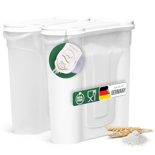 Novaliv Lot de 2 boîtes de conservation à saupoudrer 2,4 l – Dimensions (L x l x h) : 22 x 21 x 8,5 cm – Boîte de 2 l