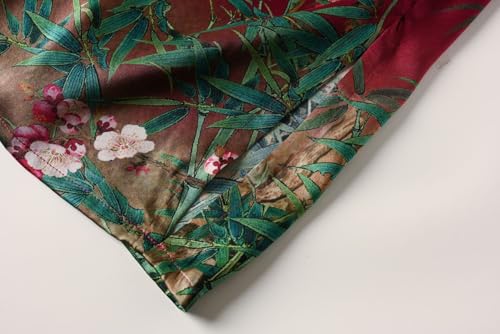 Image of Women's Silk Kimono Robe Short Bathrobe Nightgown 100% Mulberry Silk for Women - Classic Floral Pattern