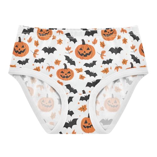 Girls Underwear Soft Cotton Halloween Pumpkin Bat Kids Panties in Sizes 2/3t, 4t, 5t, 6 and 8