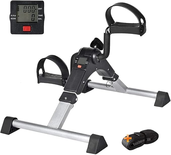 Mini Exercise Bike: Compact Arm and Leg Exerciser with LCD Monitor, Adjustable Resistance, and Foldable Pedals