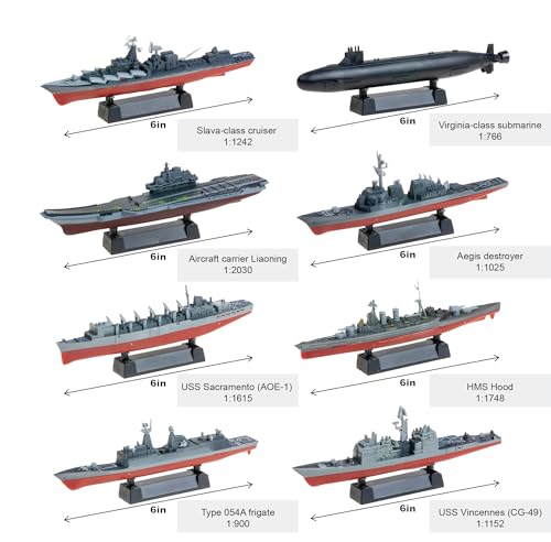 INGWETECH 8 Pcs Warship Model Set - Battleship, Aircraft Carrier, Submarine, Cruiser & Aegis Destroyer - DIY Assembly and Painting Kit for Collectors & Hobbyists - Image 2