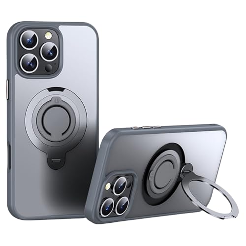 Coque iPhone 16 Pro Max MagSafe antichoc militaire et anneau 360 gris