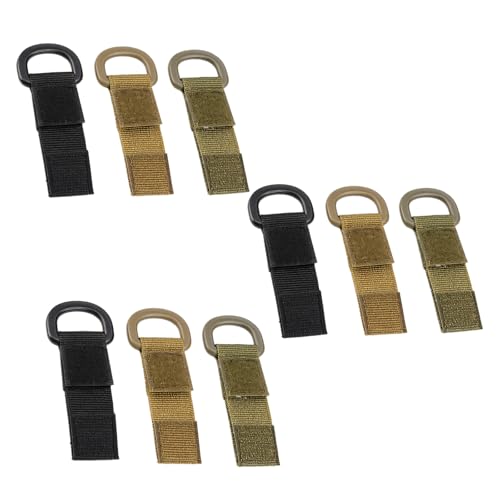 YXSetPref 9 Pcs D Ring Straps with Hooks, Nylon Webbing Attachment for Backpack, Water Bottle Key Holder, Outdoor Camping Hiking and Daily Use, 3 Colors