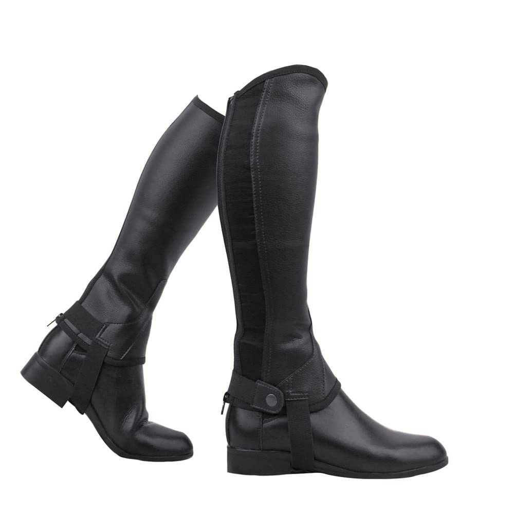 Saxon Unisex Equileather Halb Chaps (M) (Schwarz)