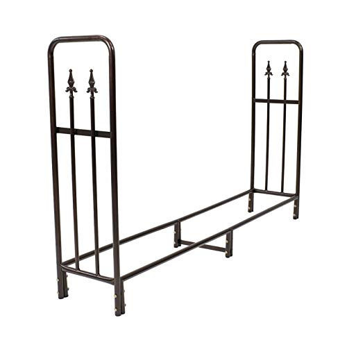 Estante de leña resistente para almacenamiento de troncos de pie, soporte de metal para leña de hierro para chimenea, terraza, patio, hoguera al aire libre, apilador de almacenamiento resistente.
