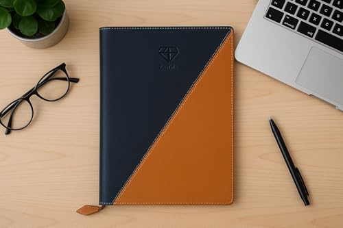 Image of ZesTale Leatherette Document File Folder | Multipurpose Professional File Folders for Certificates Holder for Men and Women Set of 1 (Color: Blue and Brown)