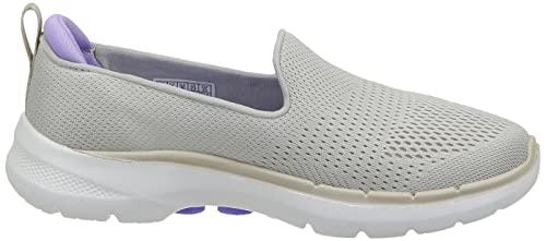 Skechers,WOMEN'S,GO WALK 6,SLIP ON,TAUPE LAVENDER,37.5 EU