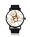 Armbanduhr mit niedlichem Teddybär-Spielzeug, modische analoge Quarz-Armbanduhr, schwarzes Stahl-Lederarmband für Damen und Herren