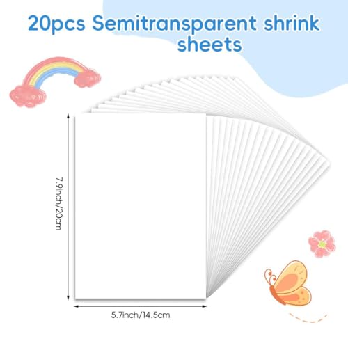 Image of PATPAT 20Pcs Heat Shrink Art Film Paper, Sanded Shrink Film Papers Shrinky Art Paper Crafts Set For Kids Creative Craft Not Applicable To Printers Microwave 165C Or 329 For 1-2 Minute,White