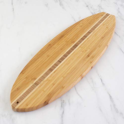Totally Bamboo Surfboard Shaped Bamboo Wood Cutting Board And Charcuterie Serving Board, 23" X 7-1/2" #TOP5