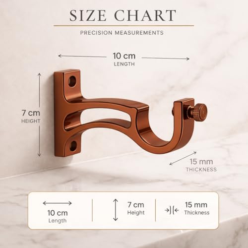 Image of Elite Aluminum Curtain Rod Brackets - Heavy-Duty Wall Mount Clamps for Curtain Rod Support for Door and Window Curtain Rods with Screw and Wall Plug - Pack of 2PCS (Rose Gold ARC)