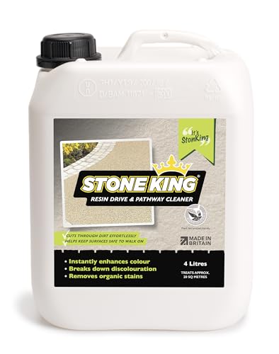 Stone King - Resin Drive Cleaner - Deep Cleaning Resin Restorer for Driveways, Paths, Walkways - Removes Stubborn Stains, Green Buildup, Dirt, Organic Marks - Surface Treatment - 20 SQM, 4L