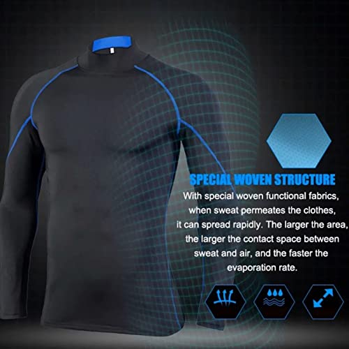 VINGVO Camisas de treino masculinas, elásticas, respiráveis, macias, de compressão, manga comprida p