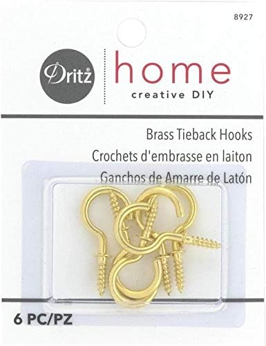 Dritz Home 8927 Tieback Hooks Hooks, Brass (6-Piece)