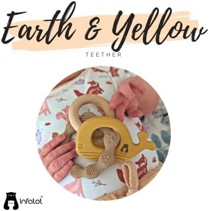 Infatot® MultiTexture Wooden Teether | Baby Teether | Teething Toys for Baby | Baby Essentials for Newborn Toys | Baby Shower Gifts | Baby Girl Gift | Baby Toys 0-6 Months | Baby Gifts - Yellow