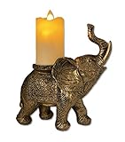 THE NIFTY NOOK Lucky Decorative Elephant with LED Flameless Candle for Home and Office…