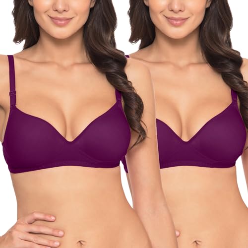 Image of Komli - Heavily Padded Push-Up Bra - Cotton Rich - Balconette - 3 /4th Coverage, Seamless, Wireless, Multiway Straps - T-Shirt Bra (Pack of 2)