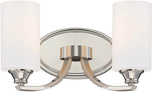 Image of Minka Lavery Wall Light Fixtures 3982-613 Tilbury Wall Bath Vanity Lighting, 2-Light 200 Watts, Polished Nickel