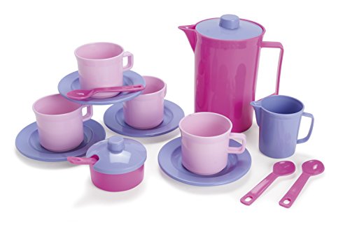 Dantoy Coffee Set for 4, Role Play Tea Party with 17 Pieces Pretend Play Toys for Kids – Princess Pink