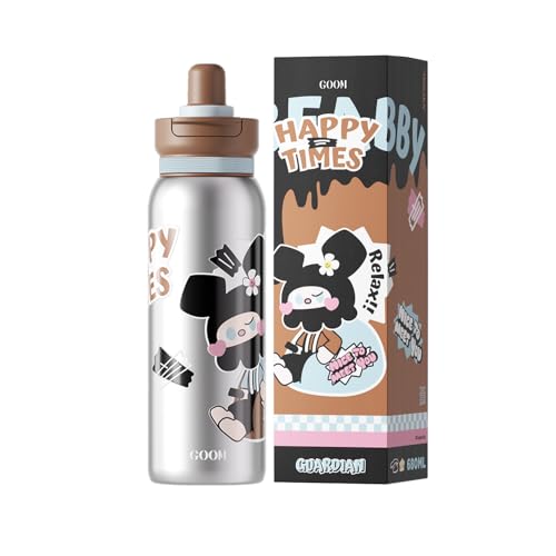 GOOM 水筒 保温ボトル 680ml 魔法瓶 タンブラー 蓋付き ストローボトル 316ステンレス製 オリジナル 大容量 携帯便利 真空断熱 漏れ防止 オシャレ 多重構造 アウトドア 3WAY お手入れ簡単（シルバー）（Amazon）