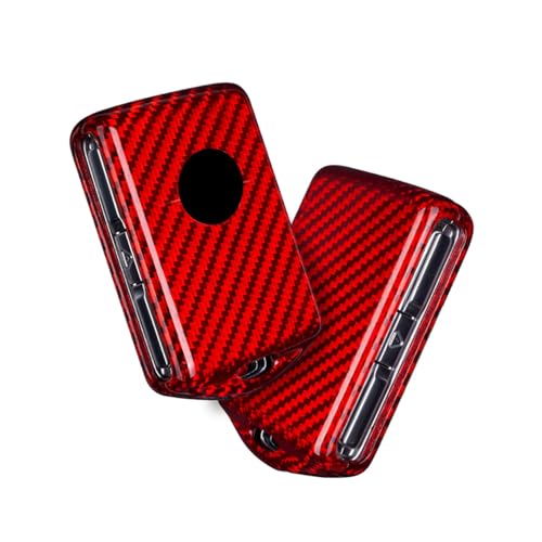 Étui pour clef Volvo rouge en carbone véritable accessoire style auto - 3
