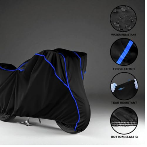 Image of Water Resistant Bike Cover for TVS Apache RTR 180 | All Weather UV & Heat Resistant, Dustproof, Triple Stitched, Windproof Elastic Bottom