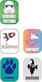 450pcs Genre Book Spine Labels for Library: Classroom Library Classification Stickers for Science Fiction, Science, Animals, Fantasy, Horror