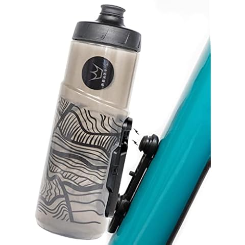 Peaty's Fidlock Lockin Magnetic Bike Water Bottle & Mount, Topo/Smoked, 600 ml/ 20 oz. Cover