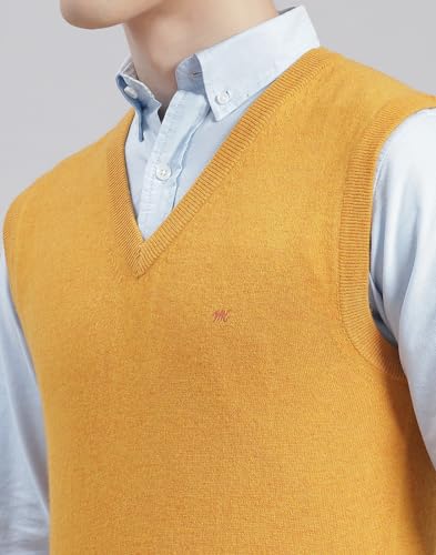 Image of Monte Carlo Off White Solid V Neck Sweater | Warm Woolen Pullover for Men | Soft Comfortable Knitted Winter Wear Sweater for Men's