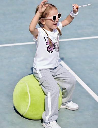 Image of Girls 2 Piece Outfit, Graphic Short Sleeve T-Shirt and Cargo Jogger Sweatpants Set, Ages 4-13