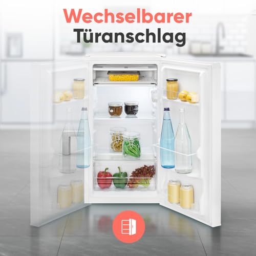 Bomann® Kühlschrank mit Frostfach | 83 Liter | energieeffizient, leise & kompakt | 0°C - 8°C, stufenlos regelbar | 2 Ablagen & Gemüsefach | LED Beleuchtung | Türanschlag wechselbar | KS 7257 weiß