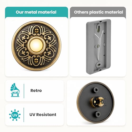Vintage Zinc alloy Lighted Doorbell Button – Decorative Metal Front Door Bell Push Switch with LED Glow, Ornate Floral Design for Covered Porch, Entryway & Garage (Antique Bronze Finish, Wired) by Dkmojhi - Used condition - Image 4