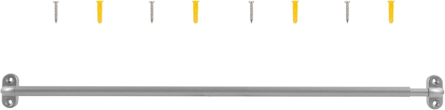 TYRON 1 Pack Screwed Sash Curtain Rod Adjustable 18-30 Inch, 3/8 In. Diameter, French Door Curtain Rods, Cafe Window Rod(Nickel)