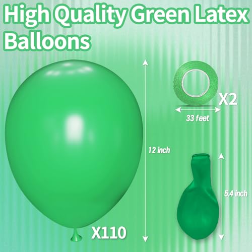 Image of Green Balloon 110pcs, 12 Inch Thickened Latex Party Balloons Helium Bright Color for Birthday Baby Shower Wedding Party Supplies Arch Garland Decoration