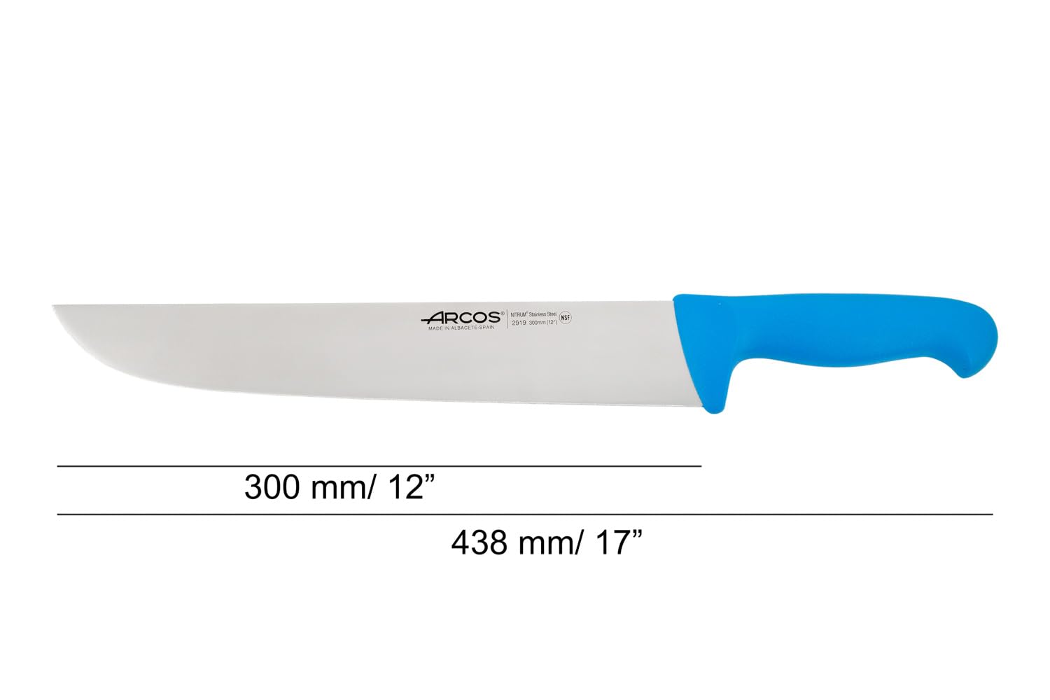 Arcos Serie 2900 - Coltello Scannare Coltello Macellaio Coltello Bistecca - Lama Acciaio Inossidabile Nitrum 300 mm - Manico Polipropilene Colore Blu